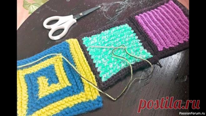 Лоскутное вязание. Сшивание модулей-иглой. Видео МК | Вязание спицами для начинающих Как элементарно просто сшить вязаные лоскутки + соединение модулей-декоративными швами: https://www.youtube.com/watch?v=nfZNq...
