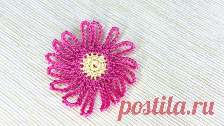 Мастер-класс по вязанию цветочка с лепестками из цепочек воздушных петель. | Повязули. Вязание крючком и вязание С2С. | Яндекс Дзен