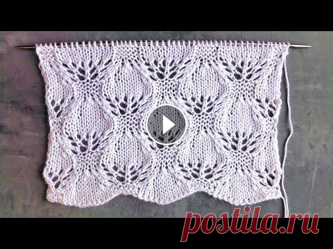Красивый ажурный узор спицами Лотосы для вязания топов,  палантинов Красивый ажурный узор спицами Лотосы (артишоки). Узор для вязания плечевых изделий (джемперы, свитеры, кардиганы, кофты, платья, жилеты), палантинов, ...
