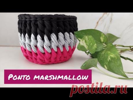 cesto de fio de malha em ponto marshmallow