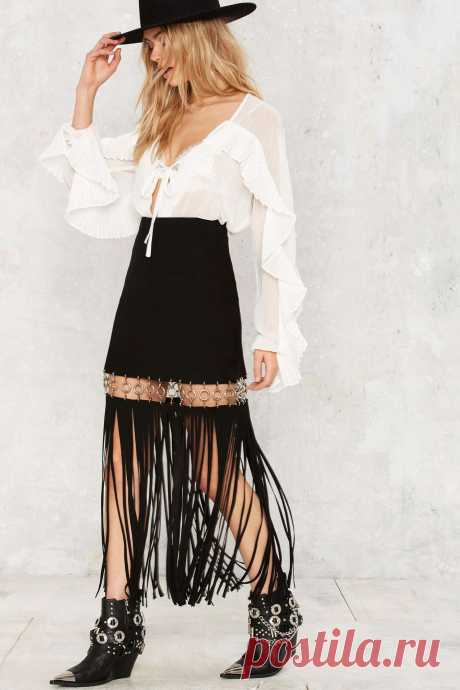 Nasty Gal Sheriff Suede Fringe Skirt | Shop Clothes at Nasty Gal!
