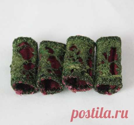 Фиолетовый Красный Зеленый лист Dreadlock шарик Ткань по NellsEmbroidery