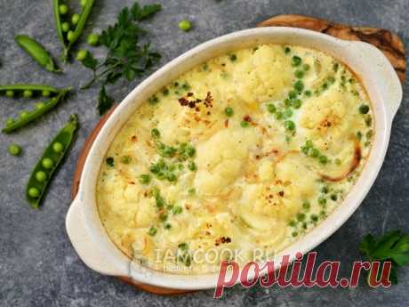 Запеканка из картошки с цветной капустой и горошком — рецепт с фото