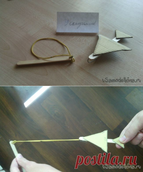 Как сделать мини самолёт с катапультой из палочек от мороженного своими руками!