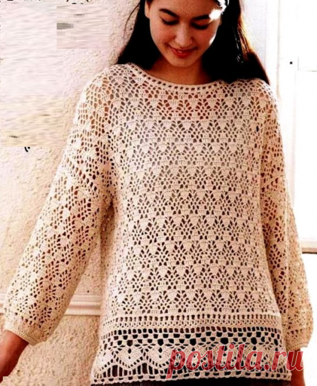 Пуловер, туника, жакет крючком со схемами - Интересные и красивые варианты | Вязание крючком | Дзен