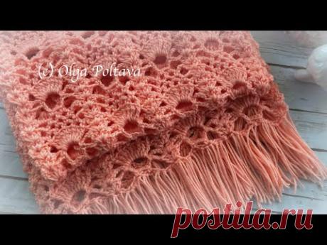 How to Crochet Lacy Pineapple Shawl, Crochet Lacy Wrap, Caron One Pound Yarn, Crochet Video Tutorial