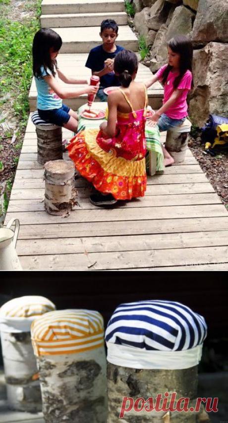 Отличная идея для табуреток из пней