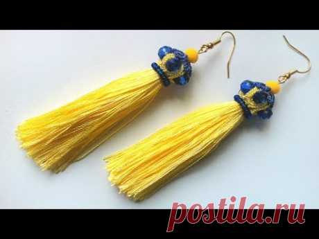 Cерьги кисточки фриволите иглой, анкарс. МК для начинающих. DIY Earrings tassels frivolite needle - YouTube