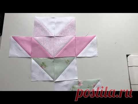 Лоскутный блок Графический пион. Дорожка Салфетка на стол своими руками. Лоскутная дорожка на стол.