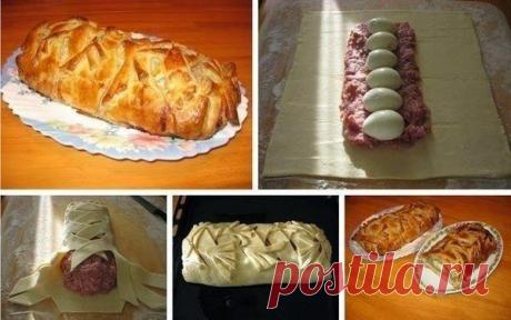 Лучшие кулинарные рецепты: Мясной рулет в тесте по-домашнему