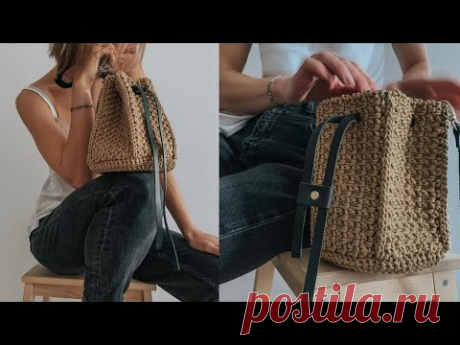 Стильная вязаная сумка крючком из шнура. Торба SHODDI. crochet bag