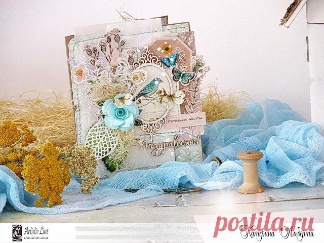 Artistic Line: Мастер-класс невероятно красивой эко-открытки от Катерины Альберти