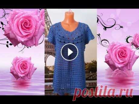 Летняя туника крючком.Часть 1.Кокетка.Summer tunic crocheted.Part 1.Coquette. Летняя туника с круглой кокеткой крючком,свободного кроя,подходит для любого возраста и размера.Используется узор &quot;верочки&quot;. Дорогие Друзья!...