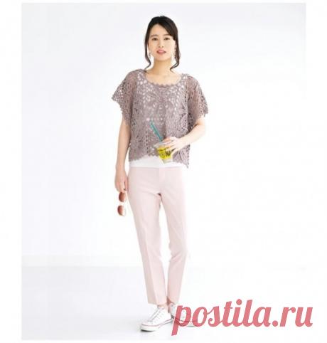 Туника из ажурных мотивов, вяжем крючком