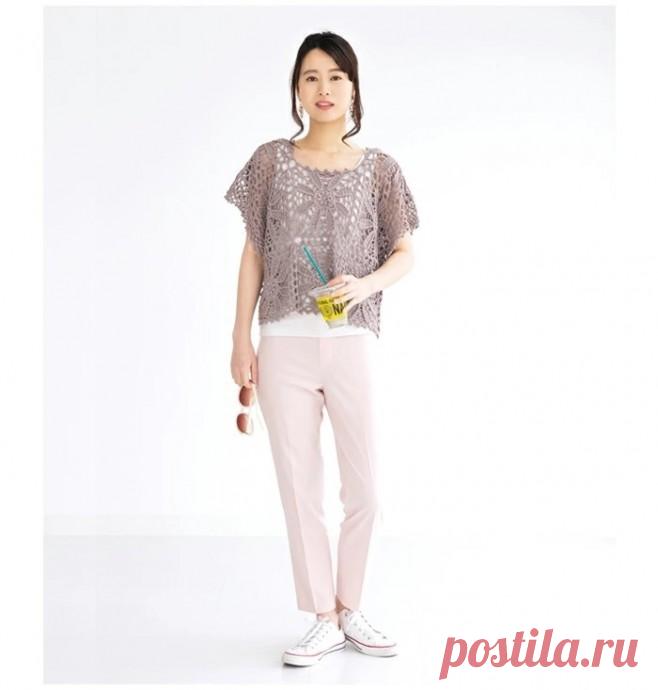 Туника из ажурных мотивов, вяжем крючком