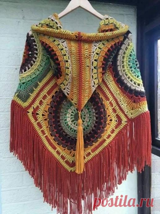 Пончо с интересным этническим мотивом из категории Интересные идеи – Вязаные идеи, идеи для вязания