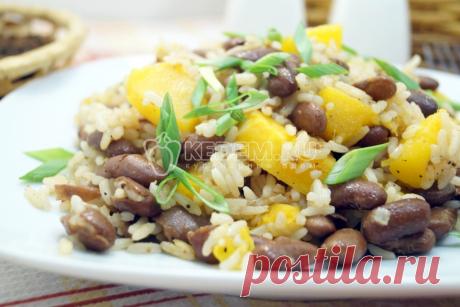 Постный плов с тыквой и фасолью