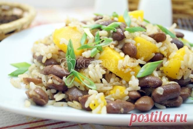 Постный плов с тыквой и фасолью