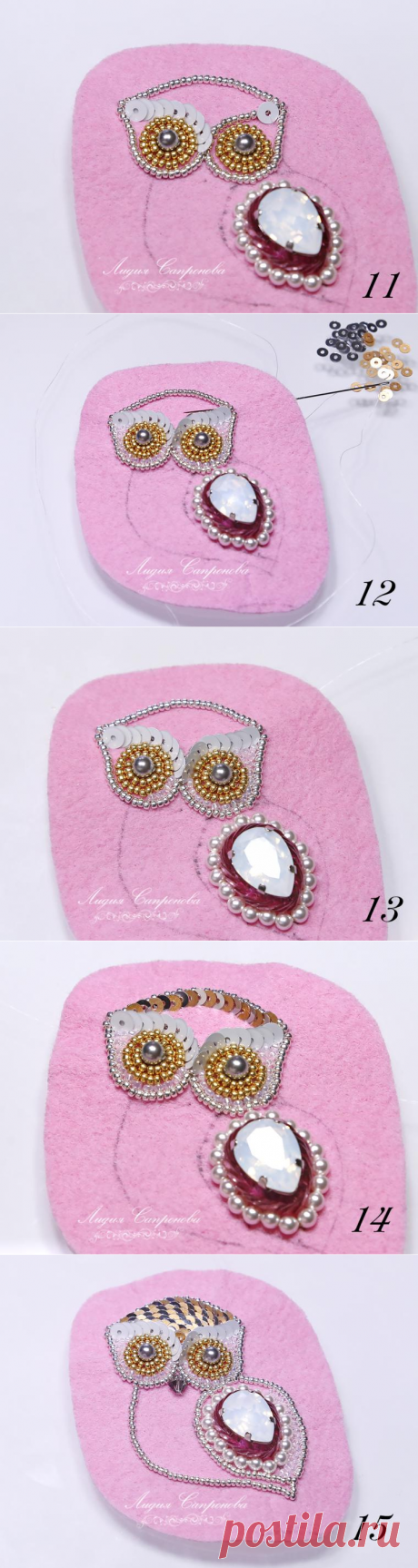 Брошь с кристаллом, жемчугом и пайетками. Мастер-класс - Ярмарка Мастеров - ручная работа, handmade