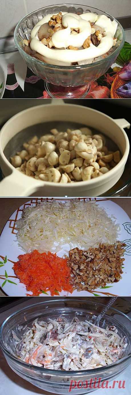 Салат с шампиньонами и орехами