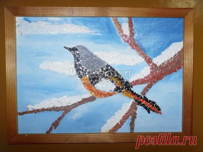 Поделка из яичной скорлупы. Панно "Горихвостка". Мастер-класс