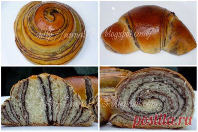Булочки и рогалики " Зебра" с шоколадной прослойкой | Выпечка хлеба и не только...
