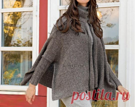 Накидка с воротником-стойкой | knitt.net | Все о вязании