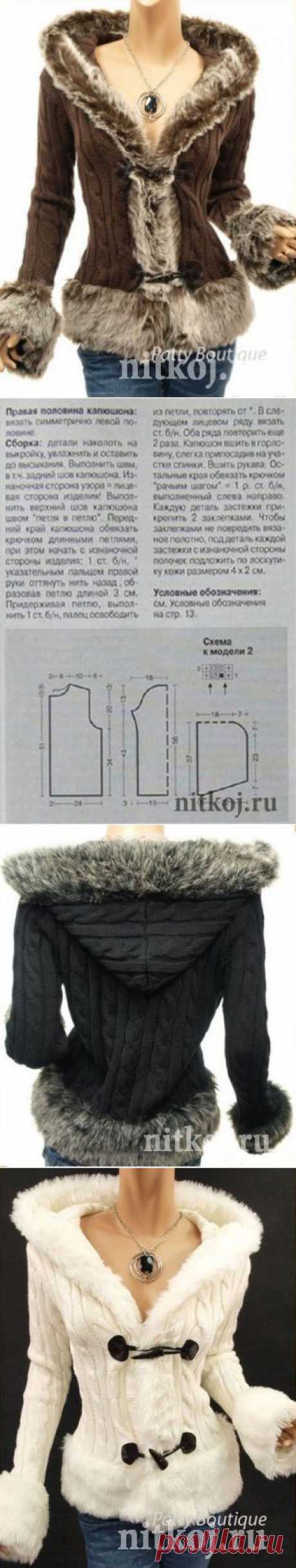 Куртка спицами с капюшоном » Ниткой - вязаные вещи для вашего дома, вязание крючком, вязание спицами, схемы вязания