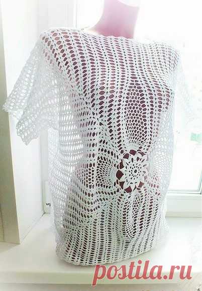 Я в восторге от этой великолепной блузки, что самый элегантный и деликатный рисунок вязания крючком смотрит на это шаг за шагом