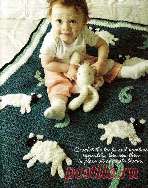 25 Петелек - Плед с цифрами и овечками