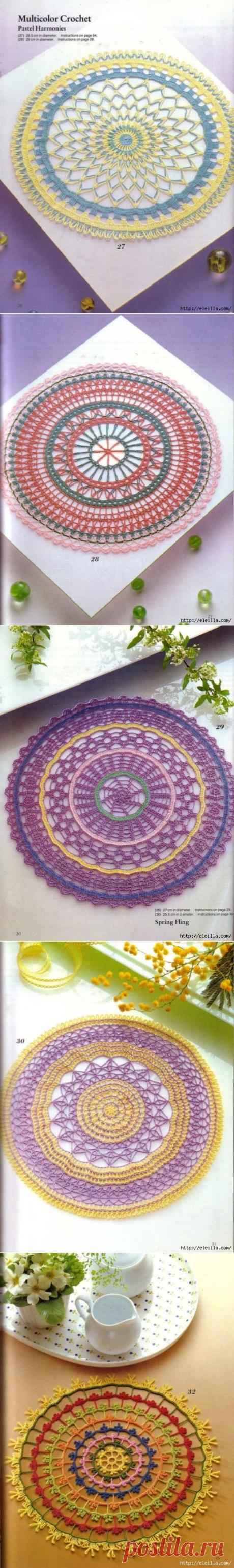 Multicolor crochet. Многоцветное вязание - красивые салфетки.