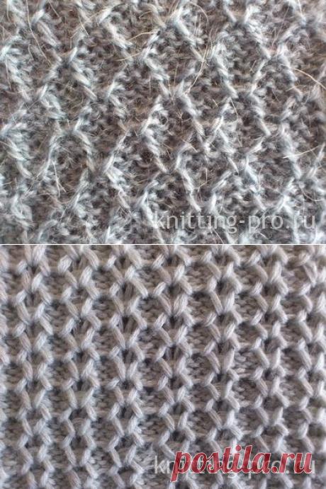 Вязание спицами - узоры спицами &quot;Мушка&quot; и &quot;Вертикальные соты&quot;