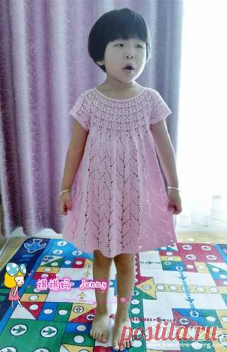Платье с круглой кокеткой для девочки крючком. Детское платье с круглой кокеткой крючком схемы Платье с круглой кокеткой для девочки крючком. Детское платье с круглой кокеткой крючком схемы