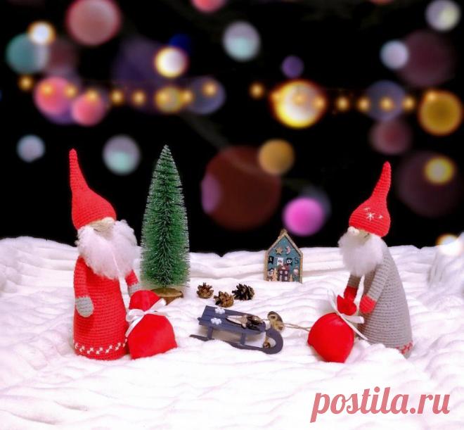 PDF Санта-гном крючком. FREE crochet pattern; Аmigurumi doll patterns. Амигуруми схемы и описания на русском. Вязаные игрушки и поделки своими руками #amimore - Кукла, куколка, дед мороз, санта клаус, гном, гномик, Рождество, Новый год.