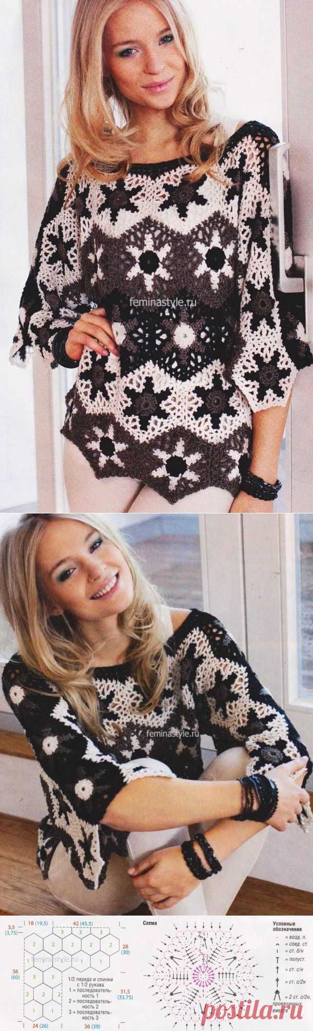 Пуловер из шестиугольников связанный крючком / Рукоделие / Домоводство / Женские секреты / Женский стиль