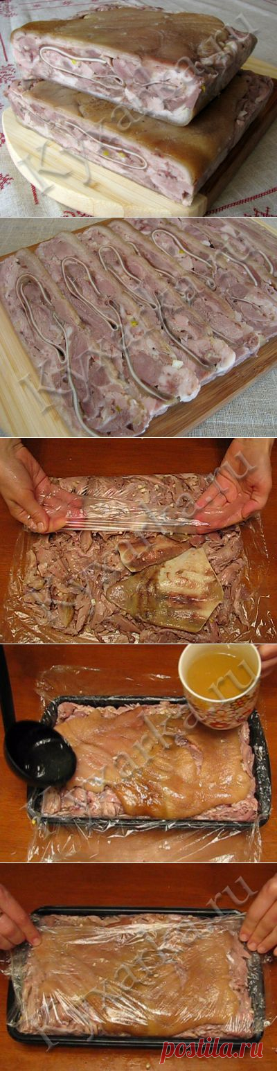 ВЕТЧИНА ИЗ СВИНОЙ РУЛЬКИ С ПРОСЛОЙКОЙ ИЗ СВИНЫХ УШЕЙ
