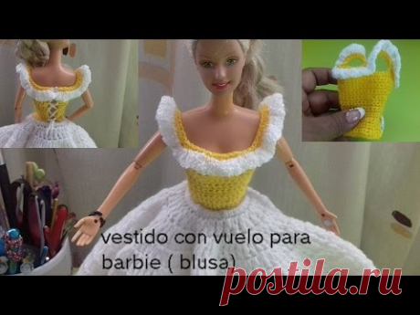 vestido con vuelo de piñas para muñeca barbie (blusa)