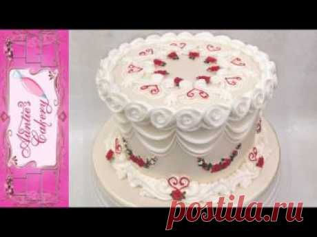 Beautiful One Tier Anniversary Cake. Lambeth Style!