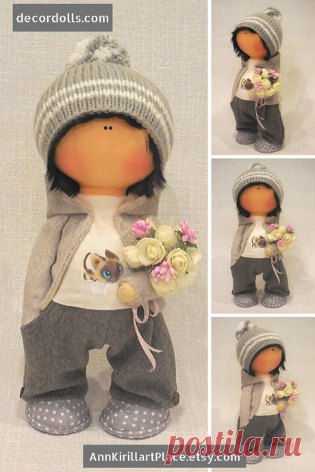 Boy Fabric Doll Textile Tilda Doll Rag Baby Doll Winter Soft | Etsy