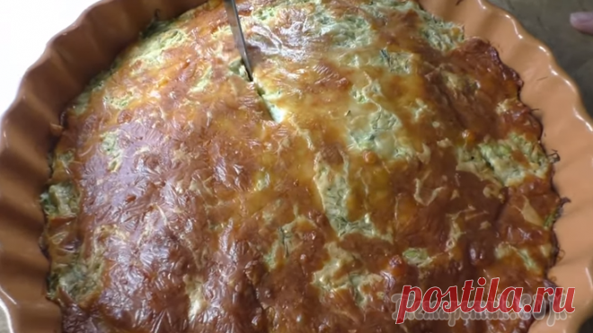 Заливной пирог с кабачком и капустой