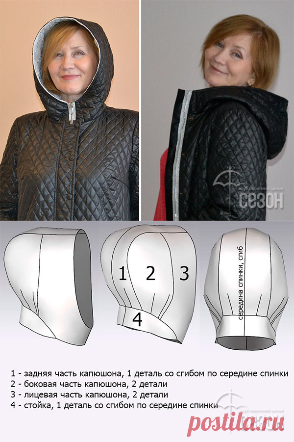 Клуб любителей шитья Сезон - сайт, где Вы можете узнать все о шитье - Выкройка капюшона со стойкой