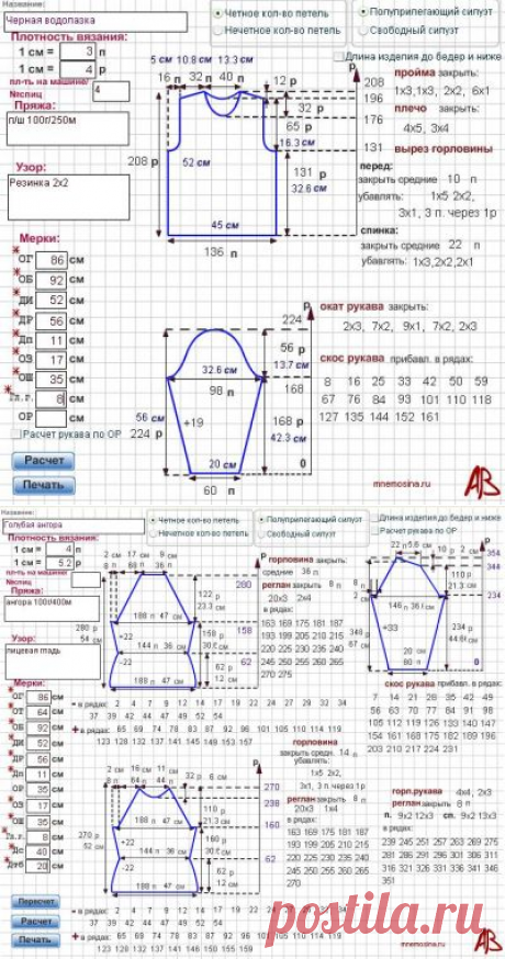 ПОДРОБНЫЙ РАСЧЁТ ВЯЗАНИЯ ДЛЯ МНОЖЕСТВА МОДЕЛЕЙ!!!ВЕЛИКОЛЕПНЕЙШИЙ ПОМОЩНИК ДЛЯ ТЕХ, КТО ВЯЖЕТ.Расчёт мерок он-лайн.