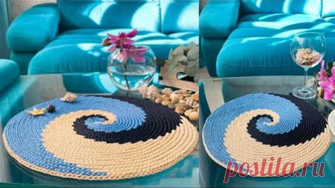 бушующие волны, завораживает🌊 ● круглая салфетка или ковер крючком ● узор верблюд ● вязание крючком