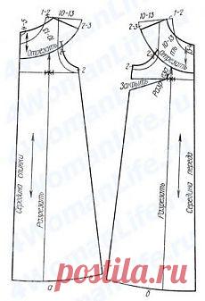 Выкройка ночной сорочки на круглой кокетке.
