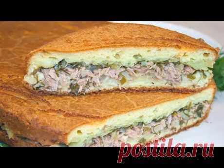 Заливной пирог с рыбой и картофелем