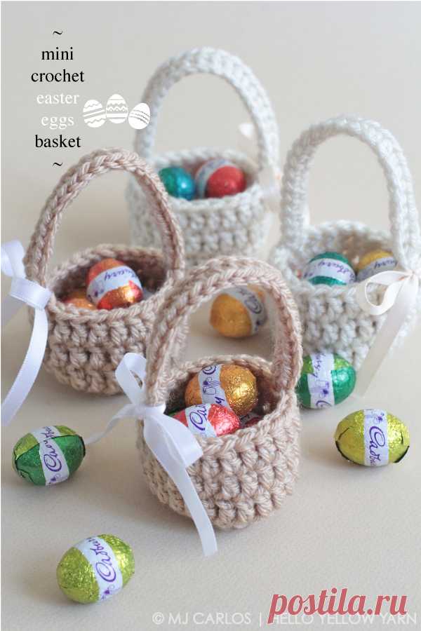 Mini Crochet Easter Eggs Basket | Hello Yellow Yarn