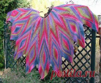 Вязаная спицами шаль "Огонь дракона" | Мамины-ручки.рф