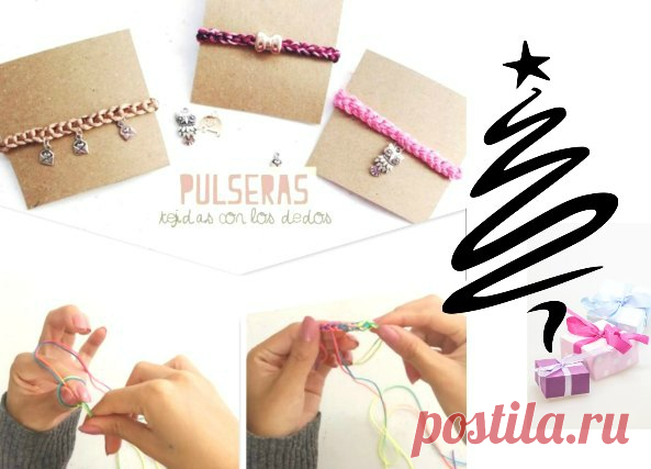 Pulsera punto espiga realizada con los dedos - enrHedando