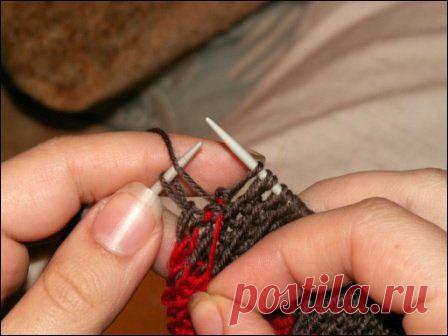Аккуратный край при вязании двухцветного полотна МК от Анастасии Ермолаевой (Anastasya)