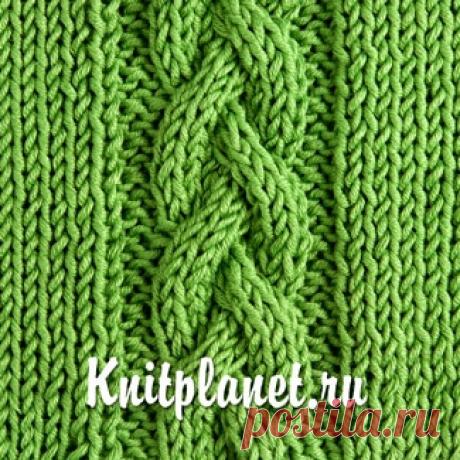 Планета Вязания | Узор спицами Коса № 7. Схема, описание и видео по вязанию.
